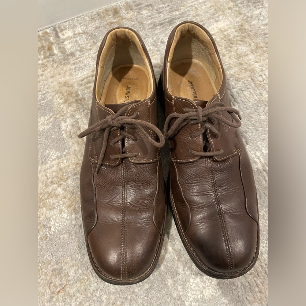 Johnston & Murphy Sheepskin Brown Leather Lace Up Shoes Brazil Size 9 #20-7723